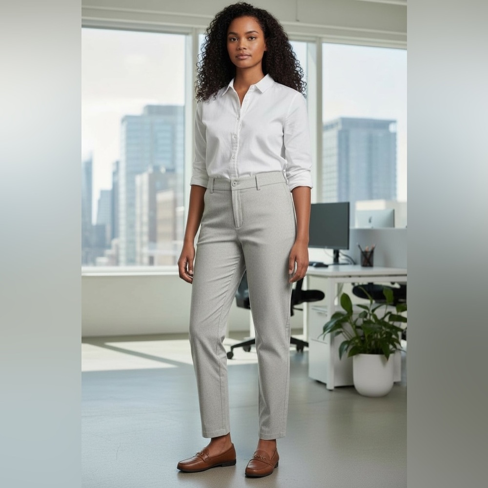 Women's Light Gray Slacks— Straight Leg